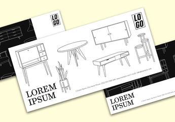 Dl Voucher Layouts with Furniture Illustrations