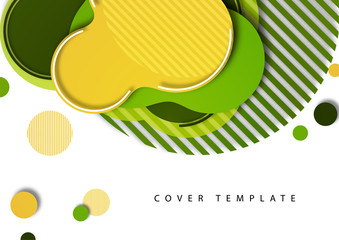 Creative abstract bright background. Smooth flowing liquid, circles and stripes on a white background. Template for prints, posters, flyers.