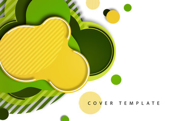 Creative abstract bright background. Smooth flowing liquid, circles and stripes on a white background. Template for prints, posters, flyers.