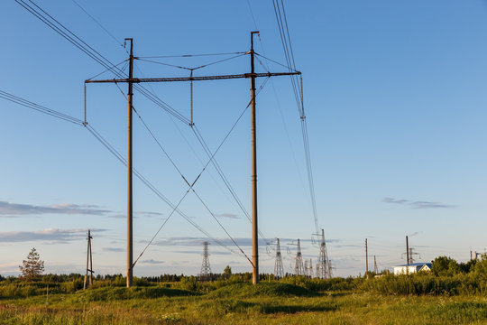 500 kV high voltage power line, electricity pylon