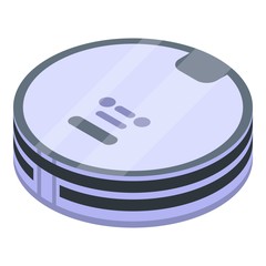Round robot vacuum cleaner icon. Isometric of round robot vacuum cleaner vector icon for web design isolated on white background