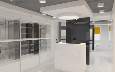 beauty saloon, interior visualization, 3D illustration