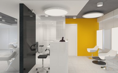 beauty saloon, interior visualization, 3D illustration
