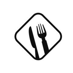 Fork knife spoon graphic symbols. Vector cutlery icons, isolated utensil image or tableware black silhouettes