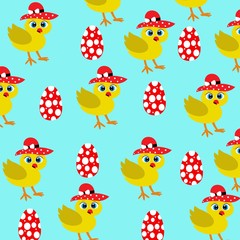 cute easter chicken illustration pattern