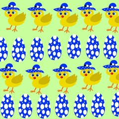 cute easter chicken illustration pattern