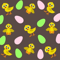 cute easter chicken illustration pattern