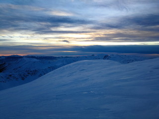 Zachodzące słońce w Polskich Tatrach