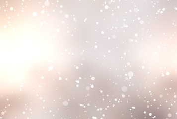 Subtle beige light winter blur background. Snow glitters pattern. Shiny pastel template.