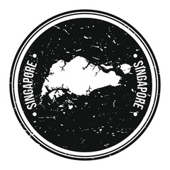 Singapore Map Symbol. Round Design Stamp Travel and Business Vector.