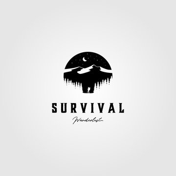 Vintage Survival Adventure Logo Outdoor Vector Illustration Design