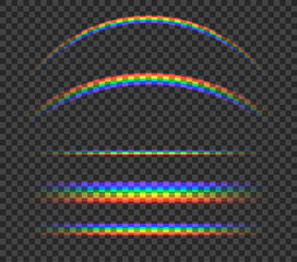 Vector Set of Rainbows, Different Shapes Colorful Illustrations Shining.