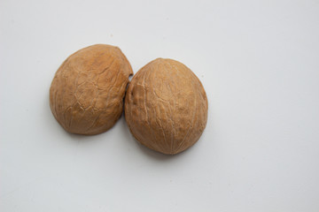 Walnut close - up isolated on a white background.
