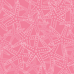 Vector pink starfish texture seamless pattern background