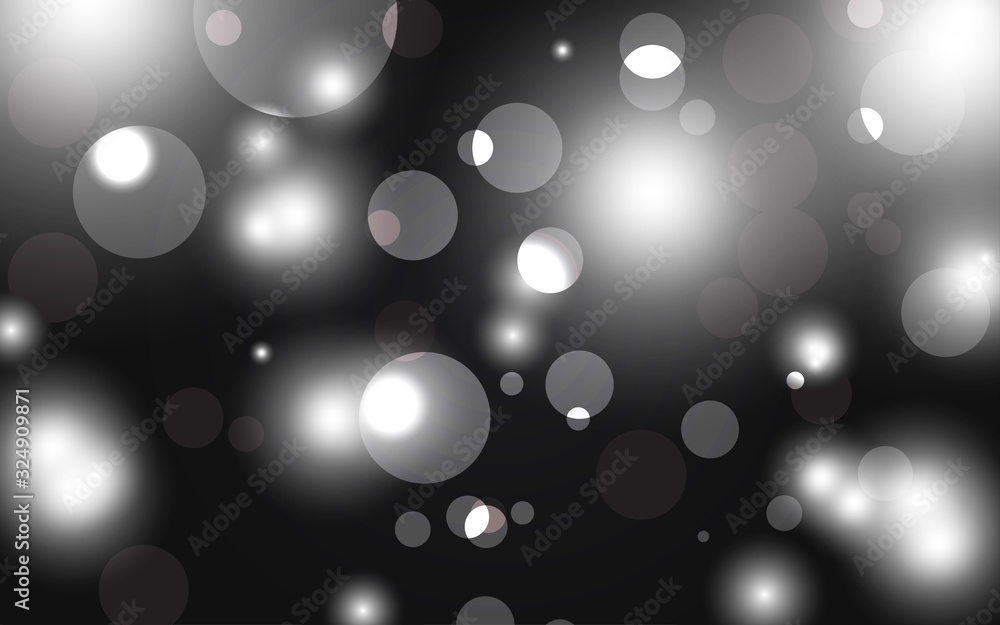 Poster abstract dots silver bokeh and blurred shapes on dark background a combination with shine light deco