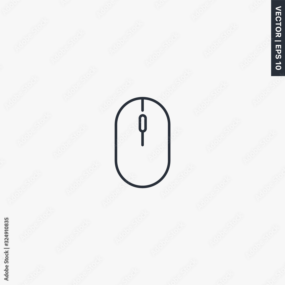 Poster computer mouse, linear style sign for mobile concept and web design