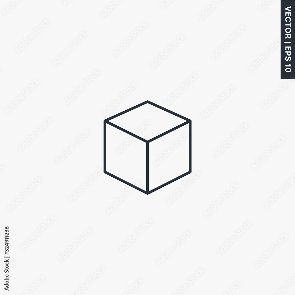 Aufkleber cube, linear style sign for mobile concept and web design