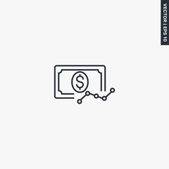 Dollar rate, linear style sign for mobile concept and web design
