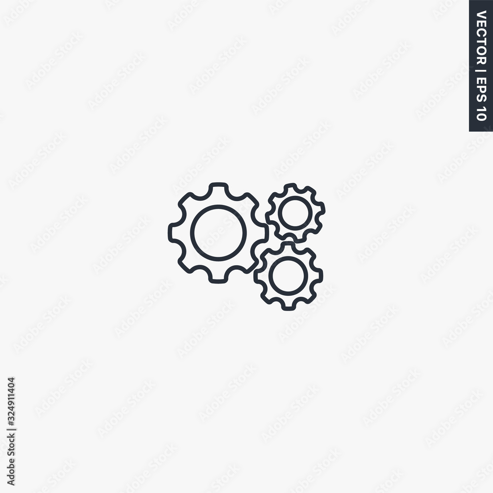 Poster gear, linear style sign for mobile concept and web design