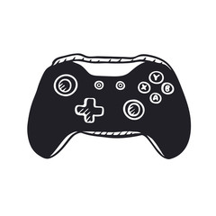 Vector joystick on a white background. Hand drawing. Element for game design. Print for t-shirts..