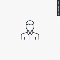 Male profile, linear style sign for mobile concept and web design