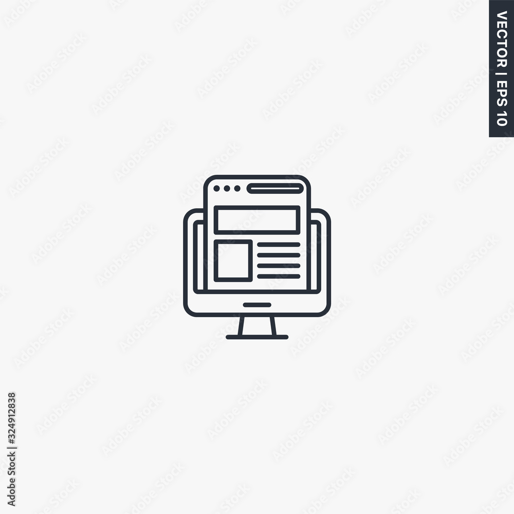 Aufkleber online webpage, linear style sign for mobile concept and web design