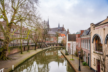 Utrecht, Netherlands - January 07, 2020. Water canal in winter