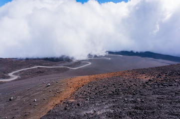 Etna volcano - incoming clouds