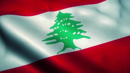 Lebanon flag waving in the wind. National flag of Lebanon. Sign of Lebanon. 3d rendering