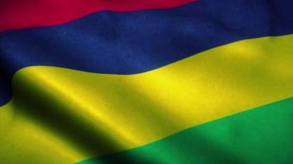 Mauritius flag waving in the wind. National flag of Mauritius. Sign of Mauritius. 3d rendering