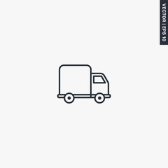 Shipping truck, linear style sign for mobile concept and web design