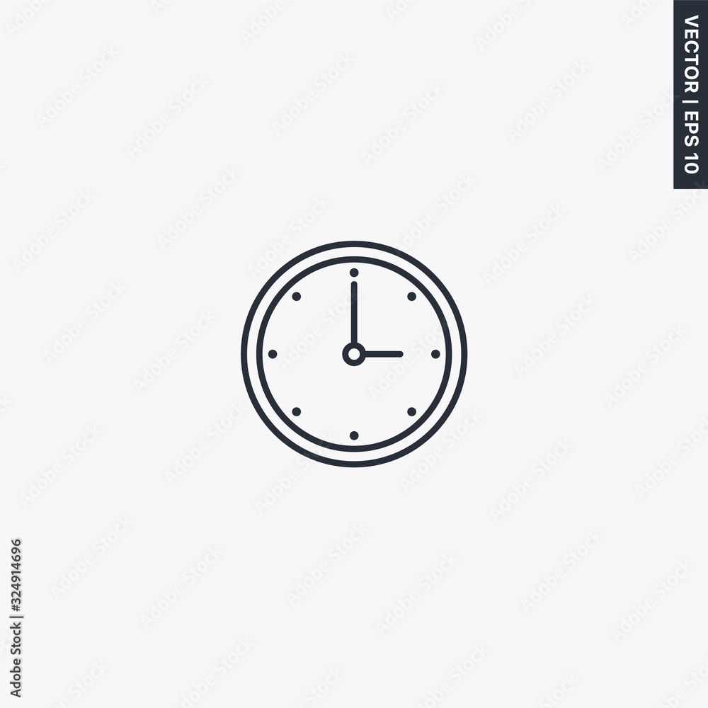 Poster wall clock, linear style sign for mobile concept and web design
