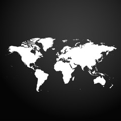 World map icon isolated on black background. Travel worldwide icon