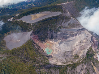 Beautiful aerial view of the Irazu Volcano in Costa Rica 