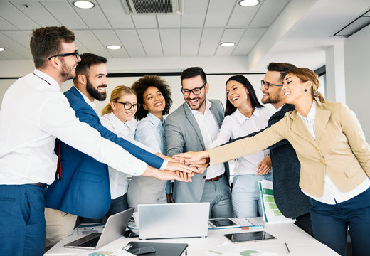 business people office unity teamwork partnership success