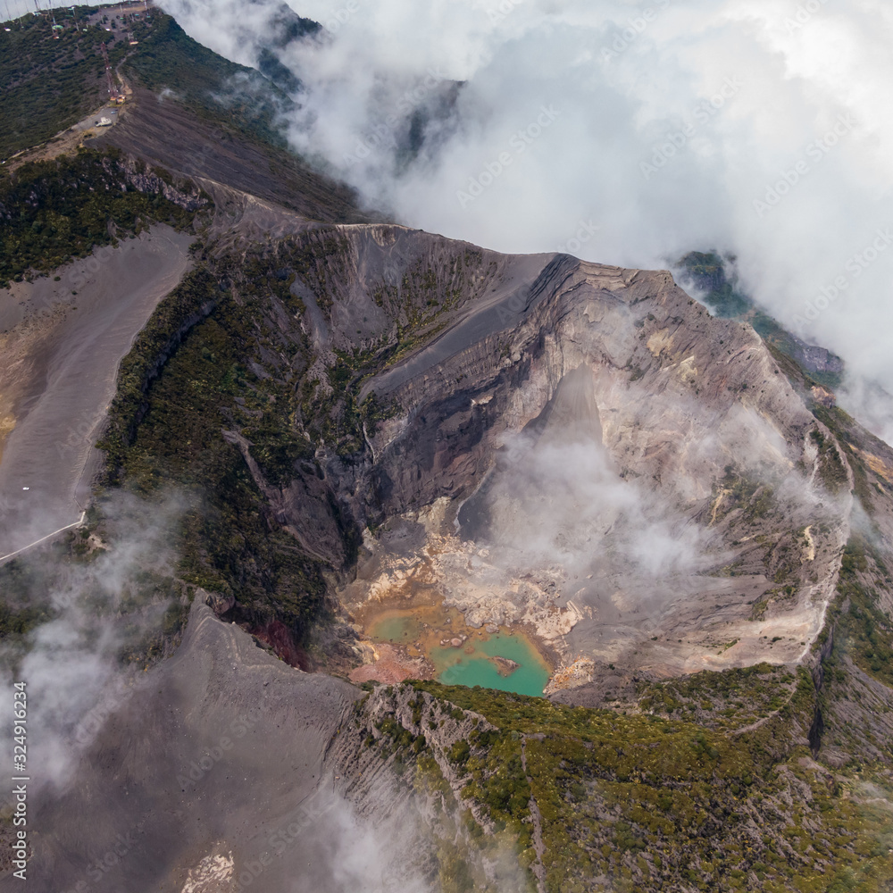 Wall mural beautiful aerial view of the irazu volcano in costa rica