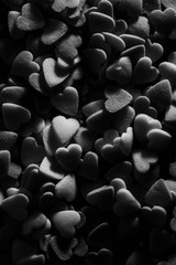Fototapeta na wymiar Minimal black texture background hearts for valentines day and love