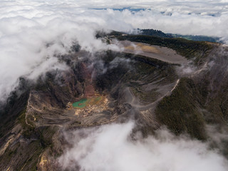 Beautiful aerial view of the Irazu Volcano in Costa Rica 