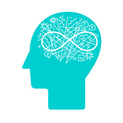 Brainstorm illustration. Thinking process and brain activity concept. Flat design.