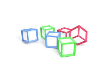 3D Rendering of Template Mock Up Colorful Blank Crosswords