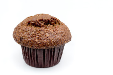 Raisin bran muffin on white