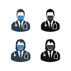 Surgeon Icon Set. Editable vector EPS.