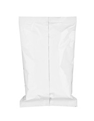 white silver aluminum paper bag package food template box background