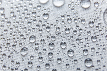 Water rain drops or water drops on white background. Many water drops  on canvas
