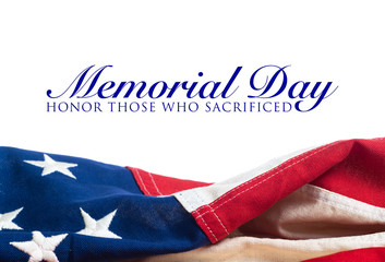 Fototapeta na wymiar Memorial Day design with United States flag on white