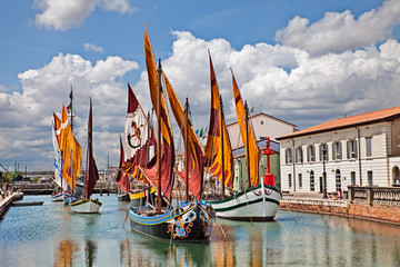 Cesenatico, Emilia Romagna, Italy: the port canal with the ancient sailing boats