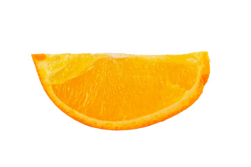 A slice of juicy orange. Healthy lifestyle. Isolated on a white background. Close-up.