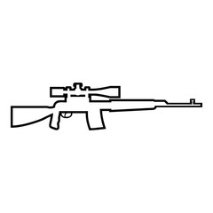 Sniper rifle icon outline black color vector illustration flat style image