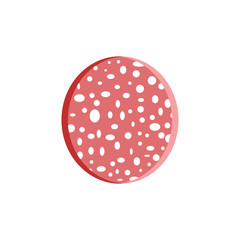 Salami sausage. Slice. Isolated on a white background. Vector flat material design. Vector illustration