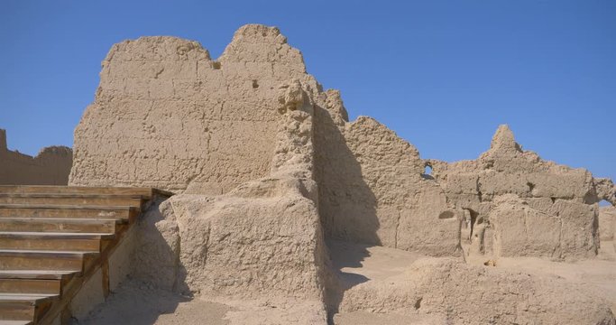 Landscape view of the Ruins of Jiaohe in Xinjiang Province China.